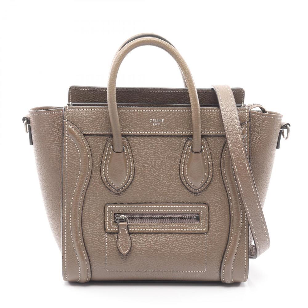 Celine Luggage Shopper Handbag Leather Gray